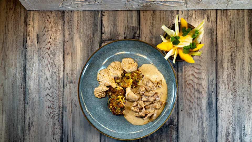 Pakoras und Austernpilzrahm