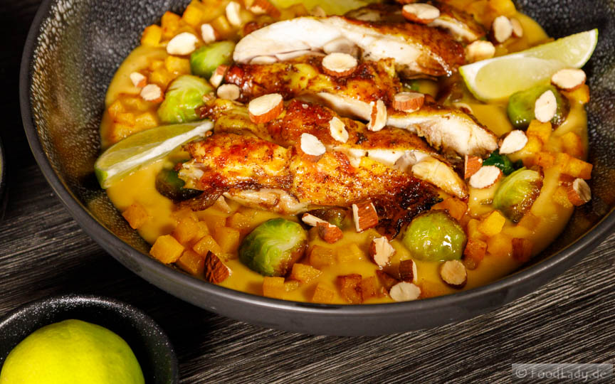 Steckrübe-Rosenkohl-Curry mit Butter Chicken